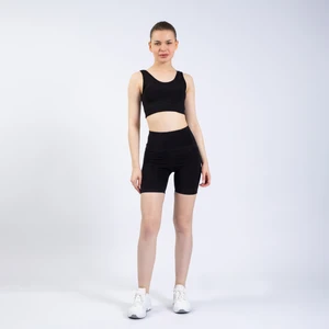 The Step Sports Straight Kadın Siyah Yüksek Bel Toparlayıcı, Sıkılaştırıcı Yoga Şort Tayt 6"