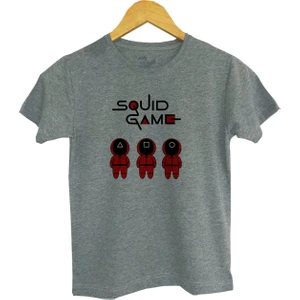 Raf Coll çocuk Gri Melanj Squid Game Ön Dijital Baskılı Tişört