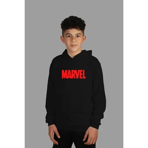 Raf Coll çoçuk Örme Siyah Kapüşonlu Sweatshirt Marvel Dijital Baskılı Iki Iplik Içi Şardonlu