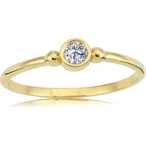 Fasek Gold Mini Tek Taşlı Gümüş Yüzük