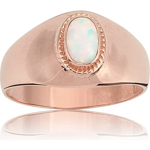 Fasek Gold Opal Taşlı Kalın Astar Gümüş Yüzük