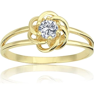 Fasek Gold Gümüş Yüzük - Taşlı Çiçek 925 Ayar Gümüş Eklem Yüzüğü-Tasarım 925 Ayar Gümüş Hediye Yüzük