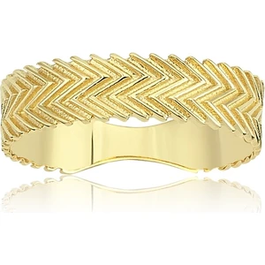 Fasek Gold Zigzag Desenli Astar Gümüş Yüzük