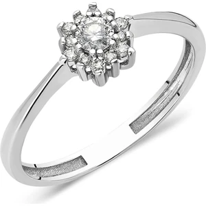 Fasek Gold Gümüş Yüzük - Beyaz (Rodyumlu) Gümüş Yüzük-0.45 Ct Swarovski Taşlı Gül Evlilik Teklifi Gümüş Yüzük