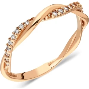 Fasek Gold Gümüş Yüzük - Zirkon Taşlı Aşk Düğümü Taşlı Burma Evlilik Teklifi 925 Ayar Gümüş Yüzük-Hediye Yüzük