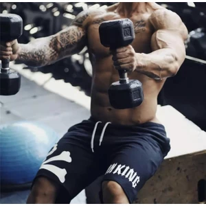 Amor Man Kuru Kafa Gym King Dijital Baskılı %100 Pamuk Özel Tasarım Sokak Stili Hıp Hop Erkek Bermuda Şort