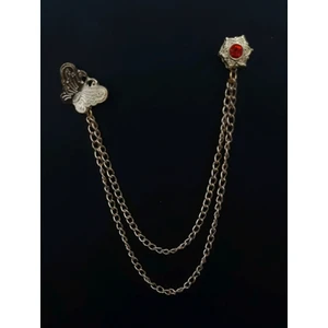 Ars Magic Box Kelebek Desenli Altın Ceket Aksesuarı