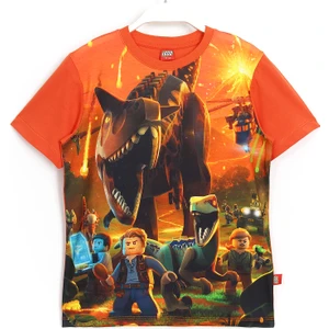 Dinazor Temalı Oyun LEGO Jurassic World 2 Erkek Çocuk T-Shirt Turuncu