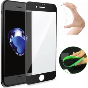 Apple iPhone 8 Plus Ekran Koruyucu Seramik Nano Cam Esnek Tam Full Kaplayan Kırılmaz Siyah