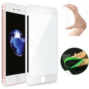 Apple iPhone 7 Plus Ekran Koruyucu Seramik Nano Cam Esnek Tam Full Kaplayan Kırılmaz Beyaz