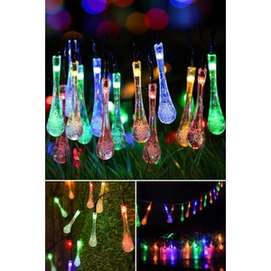 Solar 50 Ledli Su Damlası Model Rgb Renkli Güneş Enerjili Lamba Bahçe Aydınlatma Modlu