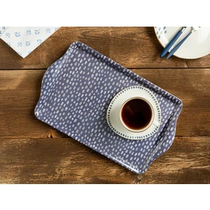 English Home Navy Dots Melamin Tepsi 39 x 24 cm Lacivert