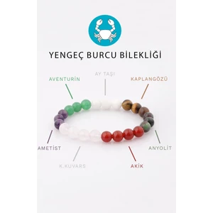 Alibaba Doğaltaş Yengeç Burcu Taşlarından Oluşan Doğal Taş Bileklik 8 mm Küre Kesim - Burç Bilekliği