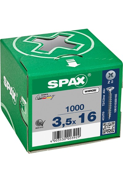 Spax Sunta Vidası 3,5 x 16 mm 1000 Adet Tam Dişli Havşa Başlı Wırox Kaplama