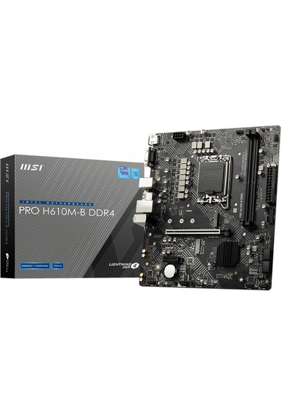 MSI PRO H610M-B DDR4 SOKET 1700 DDR4 3200(OC) PCI-E Gen 4 ,M.2 USB3.2 1x 1G LAN mATX