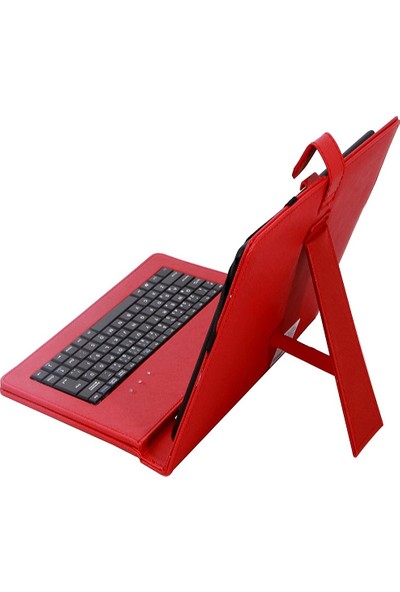 Sirius Casper L20 10.1" Kırmızı Renkli Türkçe Q Klavyeli Tablet Kılıfı Otg Kablo Hediyeli