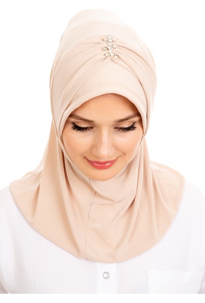 Modames Kadın Kelebek Taşlı Hijab Tesettür Dış Bone
