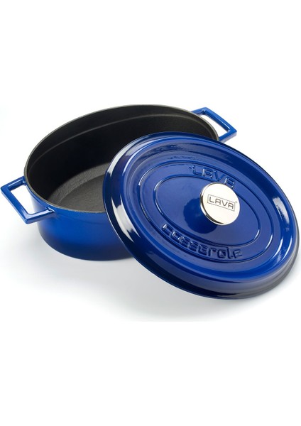 Döküm Oval Tencere. Ölçü 23X29Cm. - Mavi modelleri