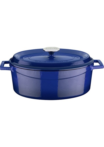 Döküm Oval Tencere. Ölçü 23X29Cm. - Mavi