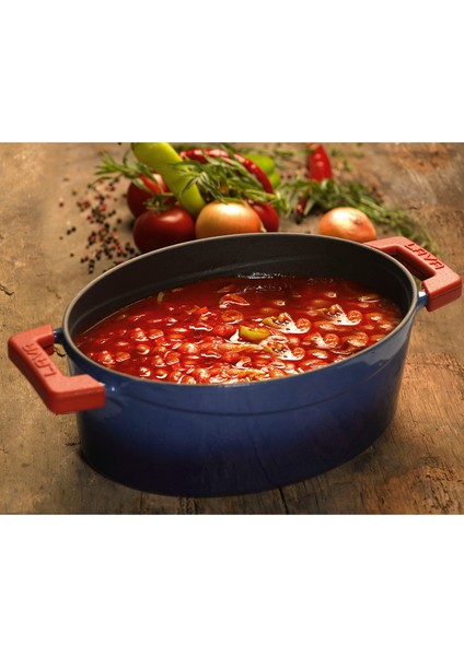 Döküm Oval Tencere. Ölçü 23X29Cm. - Mavi indirimleri