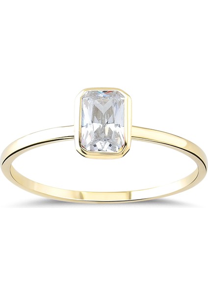 Beyaz Taşlı Altın Tektaş Yüzük YZA.103.01 fiyatları