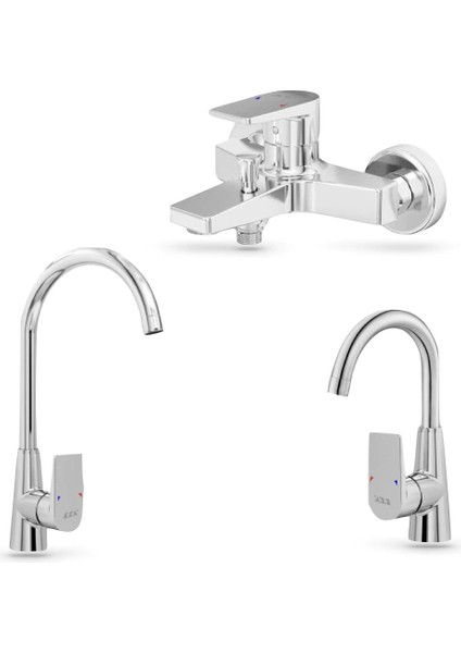 Dalia 3'lü Batarya Seti: Banyo - Lavabo[Kuğu Boru] - Eviye Bataryası |1021881183S1K