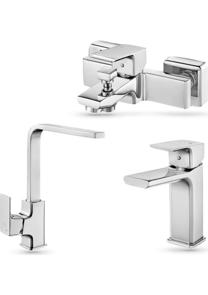 Tiera 3'lü Batarya Seti: Banyo - Lavabo - Eviye Bataryası |102102469S3