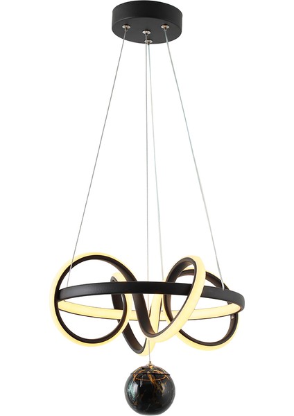 TT003TPL-SY Tt Aydınlatma Sarmal Modeli Mat Siyah Mermer Desen Toplu LED Avize