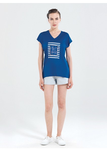 Kadın T-Shirt 50223 - Lacivert