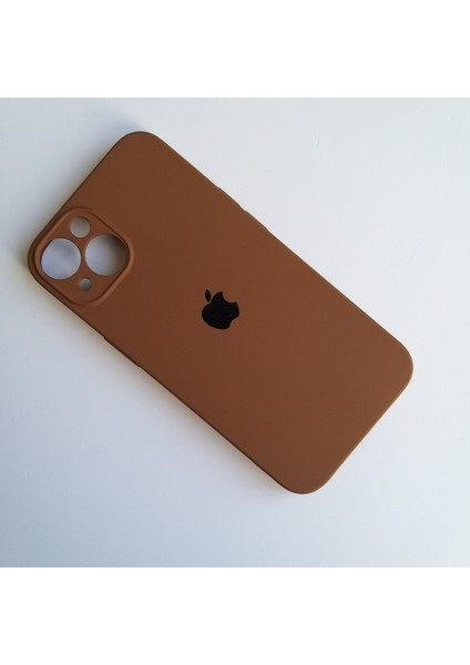 Apple iPhone 13 Uyumlu Kamera Korumalı Lansman Içi Kadife Silikon Kılıf - Kahverengi