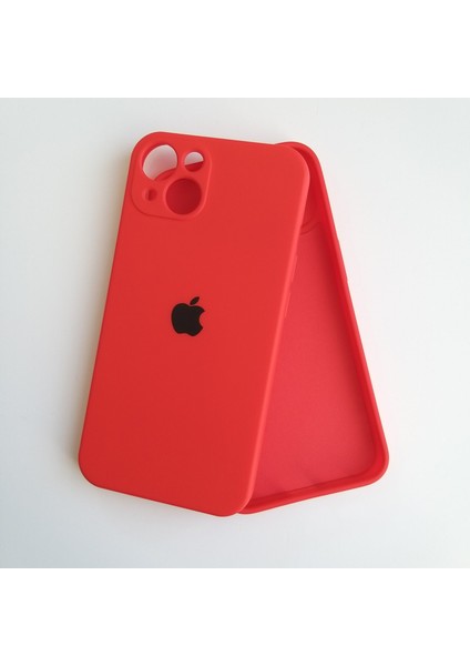 Apple iPhone 13 Uyumlu Kamera Korumalı Lansman Içi Kadife Silikon Kılıf - Kırmızı
