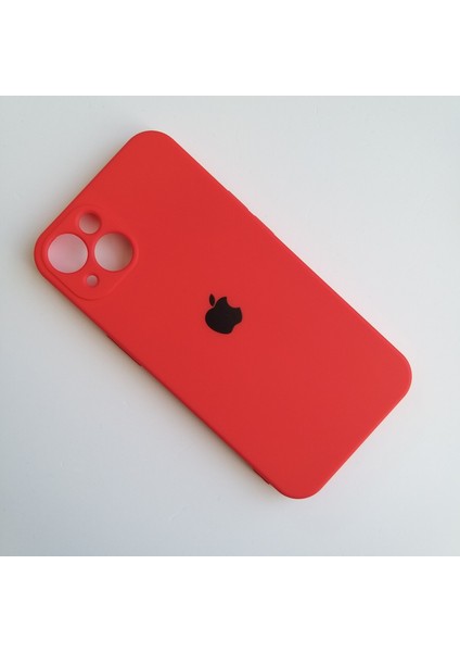 Apple iPhone 13 Uyumlu Kamera Korumalı Lansman Içi Kadife Silikon Kılıf - Kırmızı
