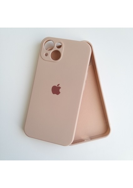 Apple iPhone 13 Uyumlu Kamera Korumalı Lansman Içi Kadife Silikon Kılıf - Açık Pembe