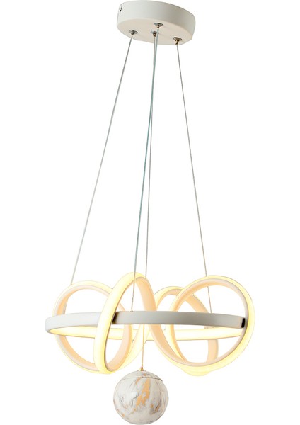 TT005TPL-BY Tt Aydınlatma Burgu Modeli Mat Beyaz Mermer Desen Toplu LED Avize