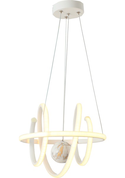 TT005TPL-BY Tt Aydınlatma Burgu Modeli Mat Beyaz Mermer Desen Toplu LED Avize