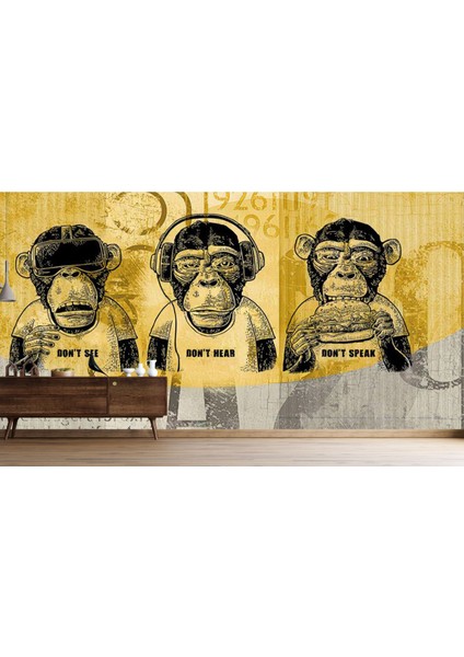 Maymun 3D Poster - 3 Boyutlu Tek Parça Duvar Kağıdı