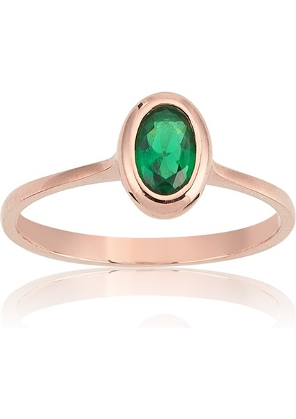 Altın Yüzük - Mini Oval Zümrüt Altın Yüzük