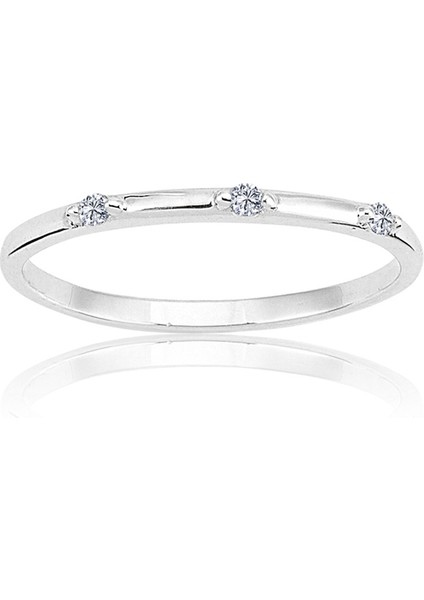 Tria Altın Yüzük - 14 Ayar Altın Üç Taş Zirkon Taşlı Minimal Yüzük - Minimal Altın Yüzük