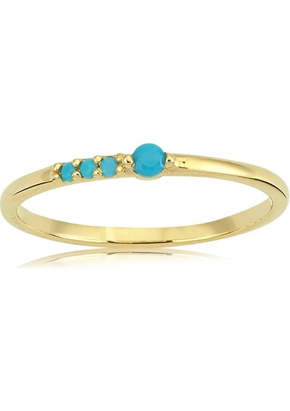 Altın Yüzük - Mavi Taşlı Ince Altın Yüzük