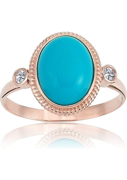 Altın Yüzük - Büyük Oval Mavi Taşlı Altın Yüzük