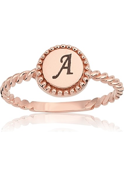 Burgu Altın Yüzük - 14 Ayar Altın Taşsız Harf Yazılabilir Minimal Kadın Yüzük - Eşe Hediye