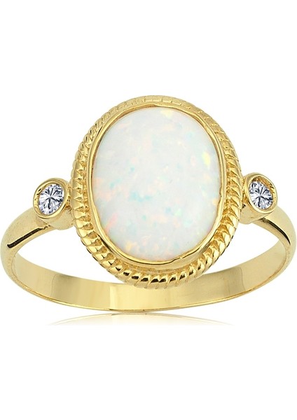 Altın Yüzük - Oval Opal Taşlı Altın Yüzük