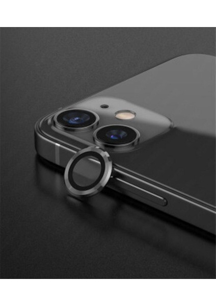 Apple iPhone 11 - 12 - 12 Mini Uyumlu Siyah Mercek Lens Koruması