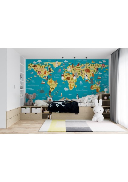 Map 3D Poster - 3 Boyutlu Tek Parça Duvar Kağıdı