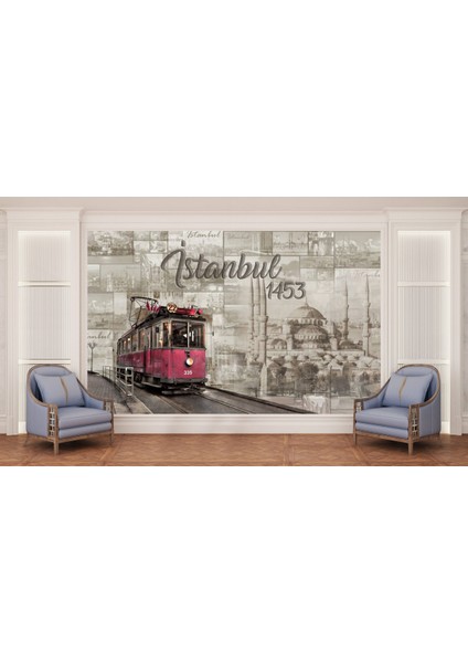 Tramvay 3D Poster - 3 Boyutlu Tek Parça Duvar Kağıdı