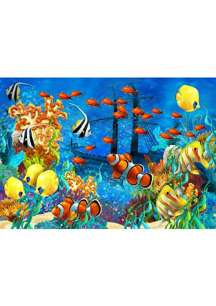 Akvaryum 3D Poster - 3 Boyutlu Tek Parça Duvar Kağıdı