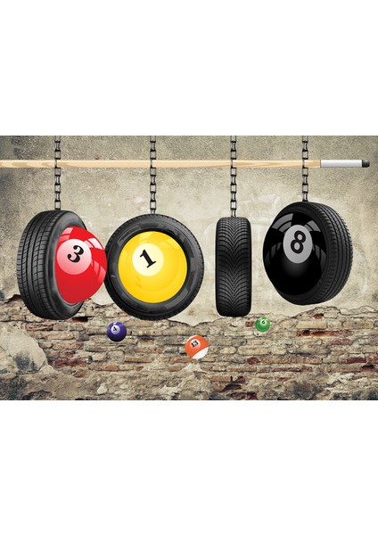 Lastik 3D Poster - 3 Boyutlu Tek Parça Duvar Kağıdı