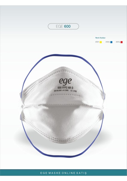 Ege Maske Ege 600 Ffp2 Nr N95 Ventilsiz Maske 40'lı