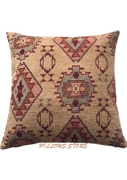 Kilim Desenli Safran Kırlent Kılıfı 45CM*45CM