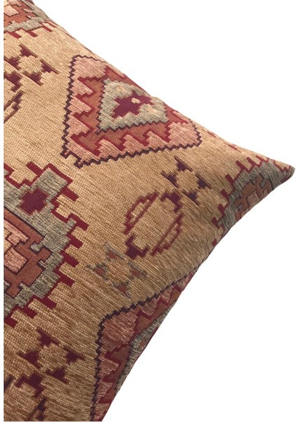 Kilim Desenli Safran Kırlent Kılıfı 45CM*45CM